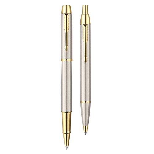 Набор: шариковая + роллерная ручки Parker IM Core TK223, Brushed Metal GT