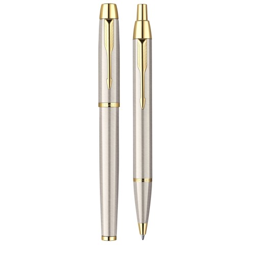 Набор: шариковая + роллерная ручки Parker IM Core TK223, Brushed Metal GT